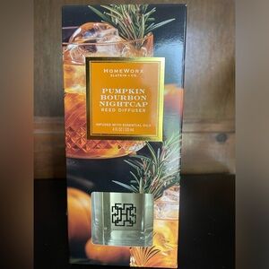 Homeworx by Slatkin Reed Diffuser Pumpkin Bourbon Nightcap Glass jar 8 reeds New